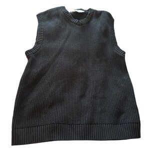 Black Sleeveless Knit Sweater Vest